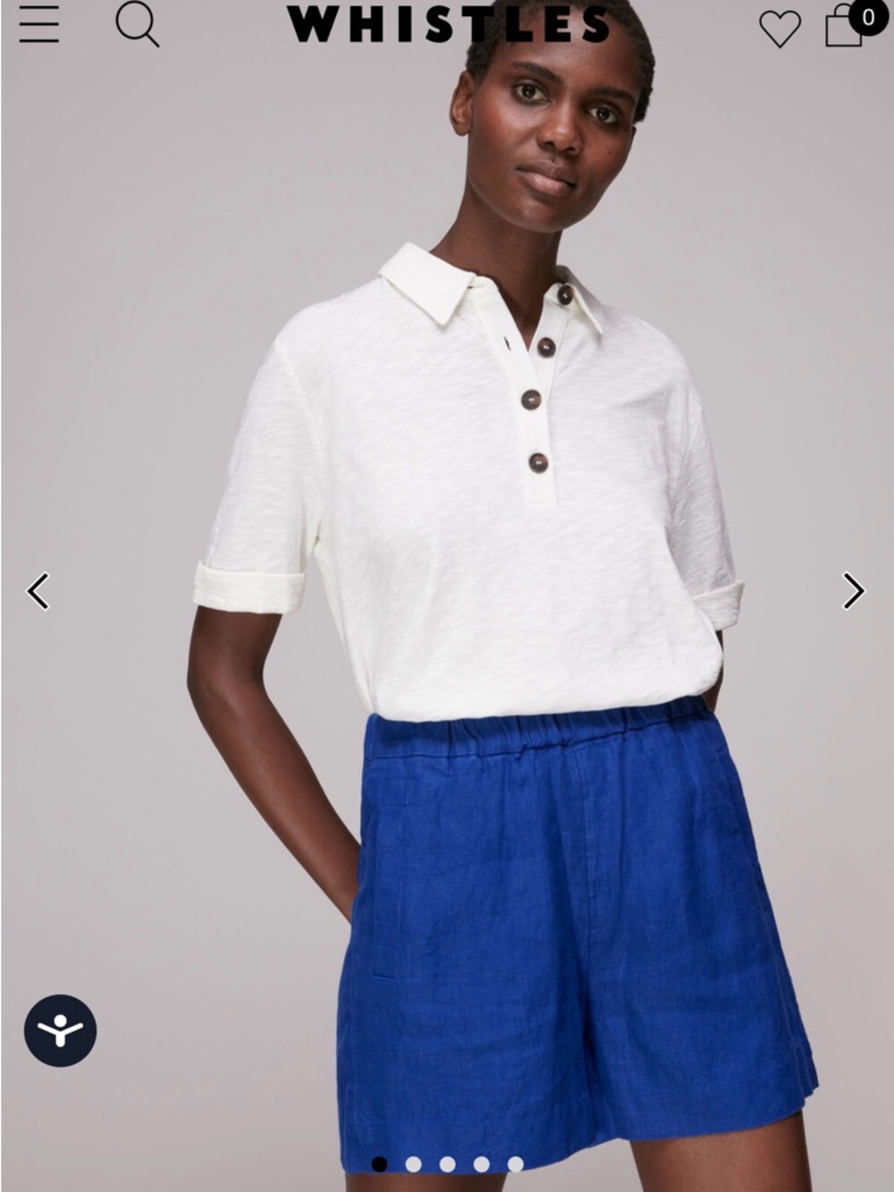 Whistles Elasticated Waist Linen Shorts in Blue